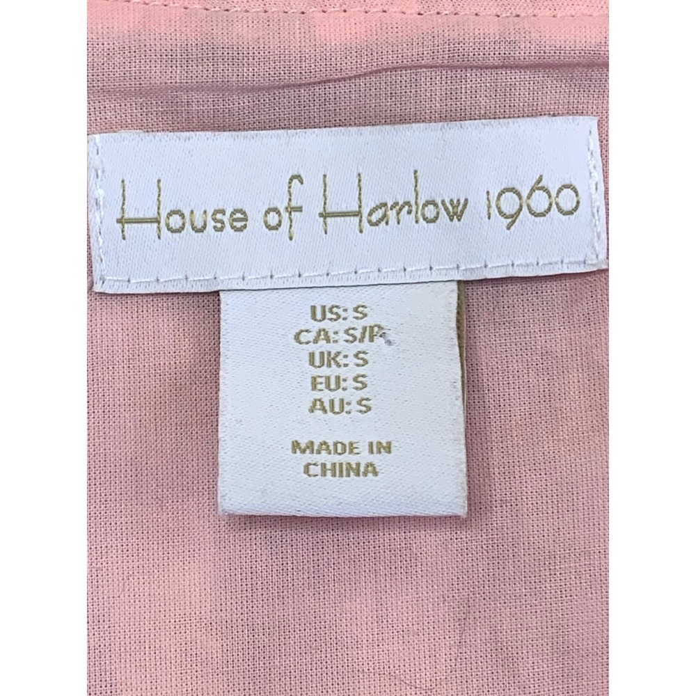 House of Harlow 1960 Pixie Dust Pink 2 Piece Crop Top Mini Skirt Pearl Button S - Picture 11 of 16